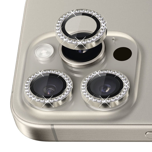 For iPhone 16 Pro / 16 Pro Max NORTHJO Rhinestone Camera Lens Protector Tempered Glass Metal Ring Film(Natural) by NORTHJO