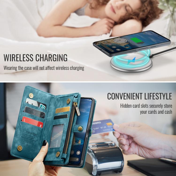 For Google Pixel 10 / 10 Pro CaseMe 008 Detachable Multifunctional Leather Phone Case(Blue) - Google Cases by CaseMe | Online Shopping UK | buy2fix