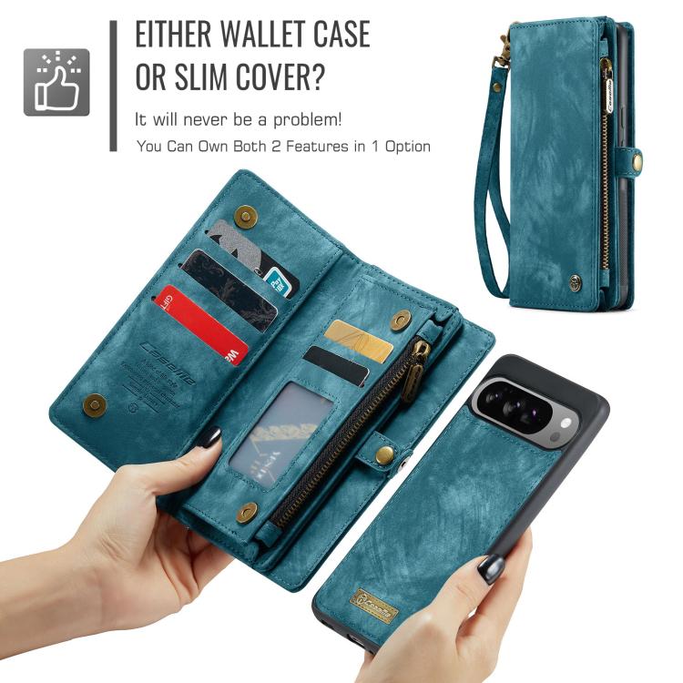 For Google Pixel 10 Pro XL CaseMe 008 Detachable Multifunctional Leather Phone Case(Blue) - Google Cases by CaseMe | Online Shopping UK | buy2fix