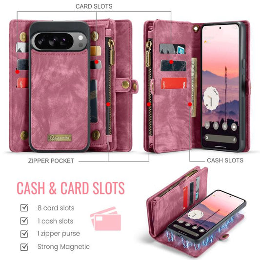For Google Pixel 10 Pro XL CaseMe 008 Detachable Multifunctional Leather Phone Case(Wine Red) - Google Cases by CaseMe | Online Shopping UK | buy2fix
