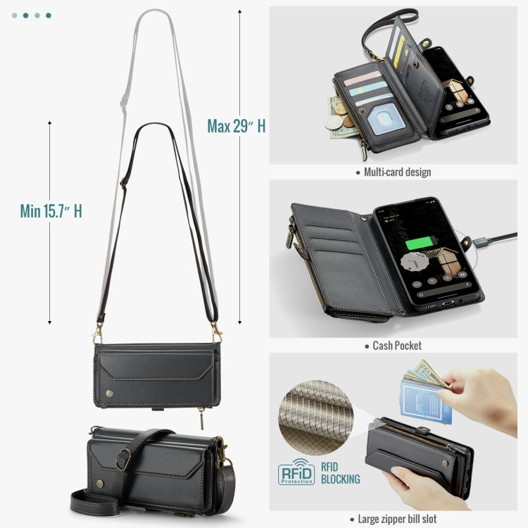 For Google Pixel 9 Pro XL / 10 Pro XL CaseMe C36 Card Slots Zipper Wallet RFID Anti-theft Leather Phone Case(Black) - Google Cases by CaseMe | Online Shopping UK | buy2fix