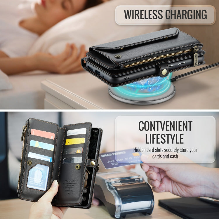For Google Pixel 9 Pro XL / 10 Pro XL CaseMe C36 Card Slots Zipper Wallet RFID Anti-theft Leather Phone Case(Black) - Google Cases by CaseMe | Online Shopping UK | buy2fix