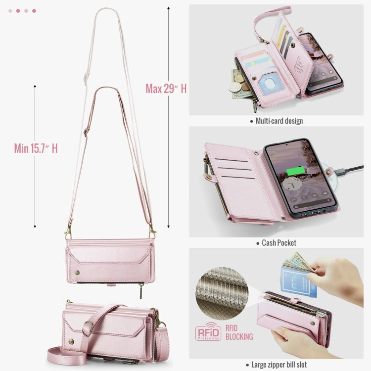 For Google Pixel 9 Pro XL / 10 Pro XL CaseMe C36 Card Slots Zipper Wallet RFID Anti-theft Leather Phone Case(Pink) - Google Cases by CaseMe | Online Shopping UK | buy2fix