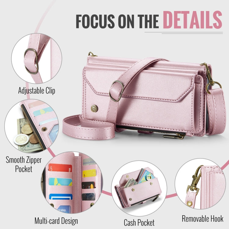 For Google Pixel 9 Pro XL / 10 Pro XL CaseMe C36 Card Slots Zipper Wallet RFID Anti-theft Leather Phone Case(Pink) - Google Cases by CaseMe | Online Shopping UK | buy2fix