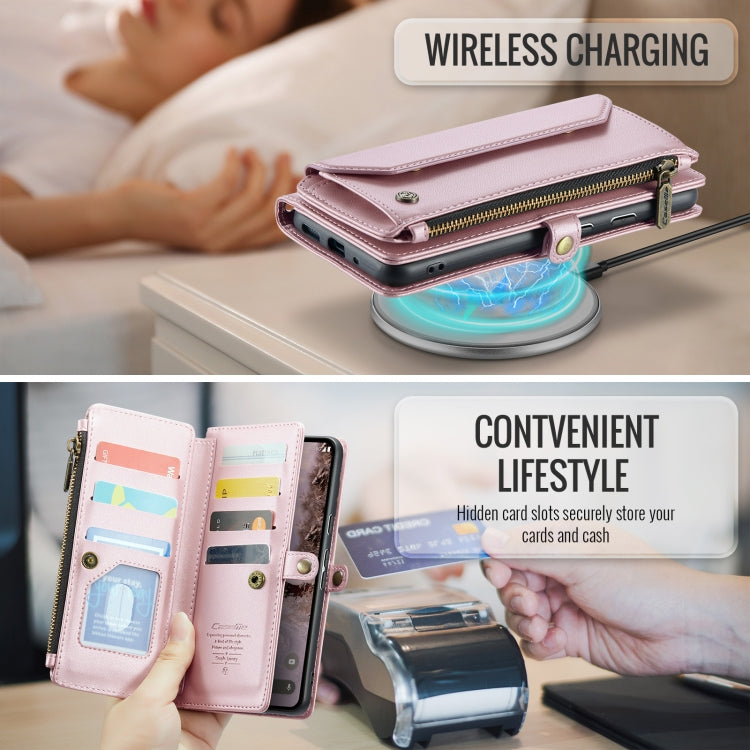 For Google Pixel 9 Pro XL / 10 Pro XL CaseMe C36 Card Slots Zipper Wallet RFID Anti-theft Leather Phone Case(Pink) - Google Cases by CaseMe | Online Shopping UK | buy2fix