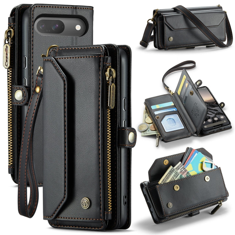 For Google Pixel 10 / 10 Pro / 9 CaseMe C36 Card Slots Zipper Wallet RFID Anti-theft Leather Phone Case(Black) - Google Cases by CaseMe | Online Shopping UK | buy2fix