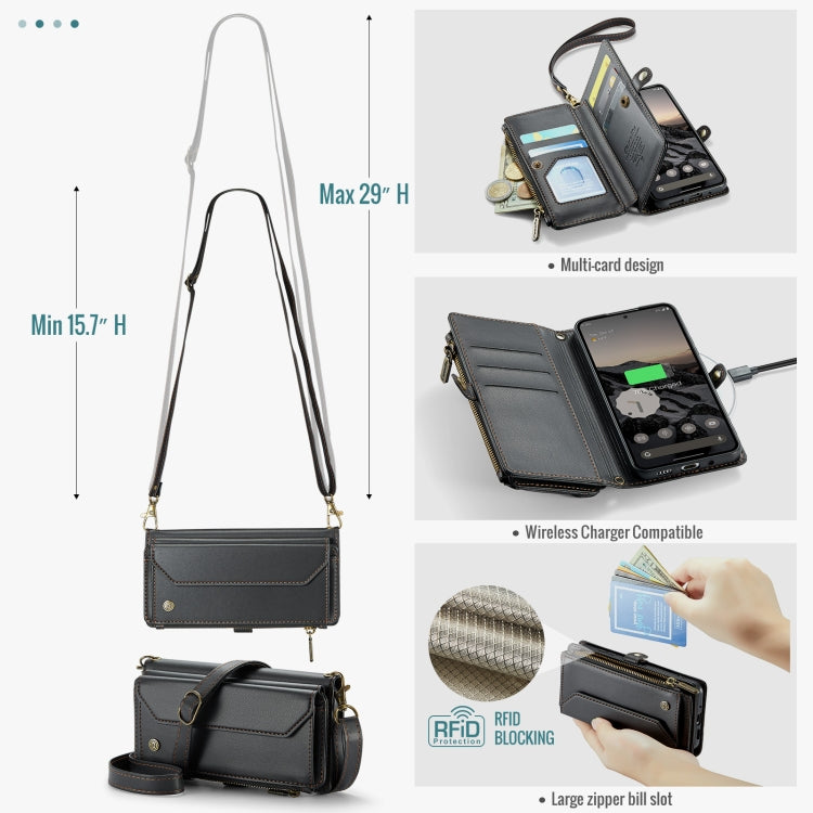 For Google Pixel 10 / 10 Pro / 9 CaseMe C36 Card Slots Zipper Wallet RFID Anti-theft Leather Phone Case(Black) - Google Cases by CaseMe | Online Shopping UK | buy2fix