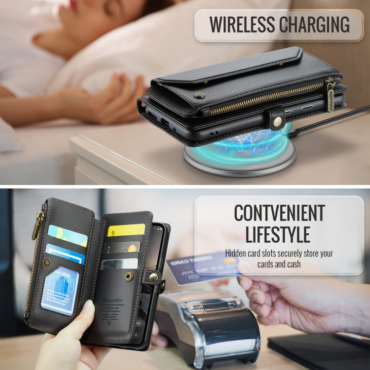 For Google Pixel 10 / 10 Pro / 9 CaseMe C36 Card Slots Zipper Wallet RFID Anti-theft Leather Phone Case(Black) - Google Cases by CaseMe | Online Shopping UK | buy2fix