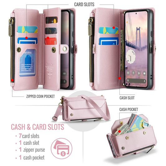 For Google Pixel 10 / 10 Pro / 9 CaseMe C36 Card Slots Zipper Wallet RFID Anti-theft Leather Phone Case(Pink) by CaseMe