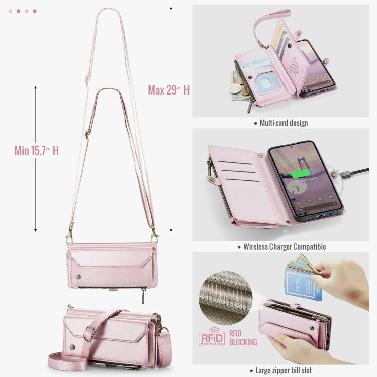 For Google Pixel 10 / 10 Pro / 9 CaseMe C36 Card Slots Zipper Wallet RFID Anti-theft Leather Phone Case(Pink) - Google Cases by CaseMe | Online Shopping UK | buy2fix