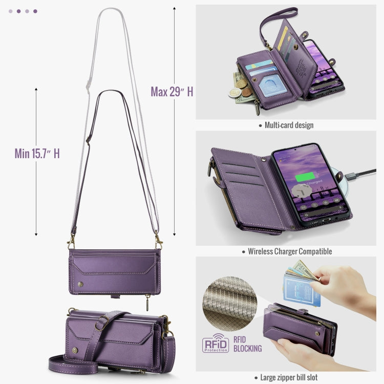 For Google Pixel 10 / 10 Pro / 9 CaseMe C36 Card Slots Zipper Wallet RFID Anti-theft Leather Phone Case(Purple) - Google Cases by CaseMe | Online Shopping UK | buy2fix