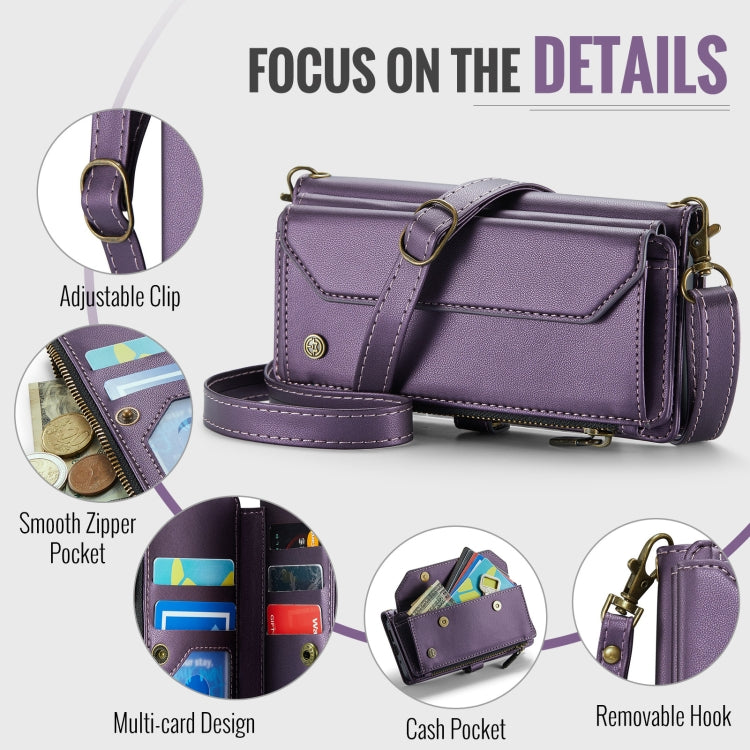 For Google Pixel 10 / 10 Pro / 9 CaseMe C36 Card Slots Zipper Wallet RFID Anti-theft Leather Phone Case(Purple) - Google Cases by CaseMe | Online Shopping UK | buy2fix