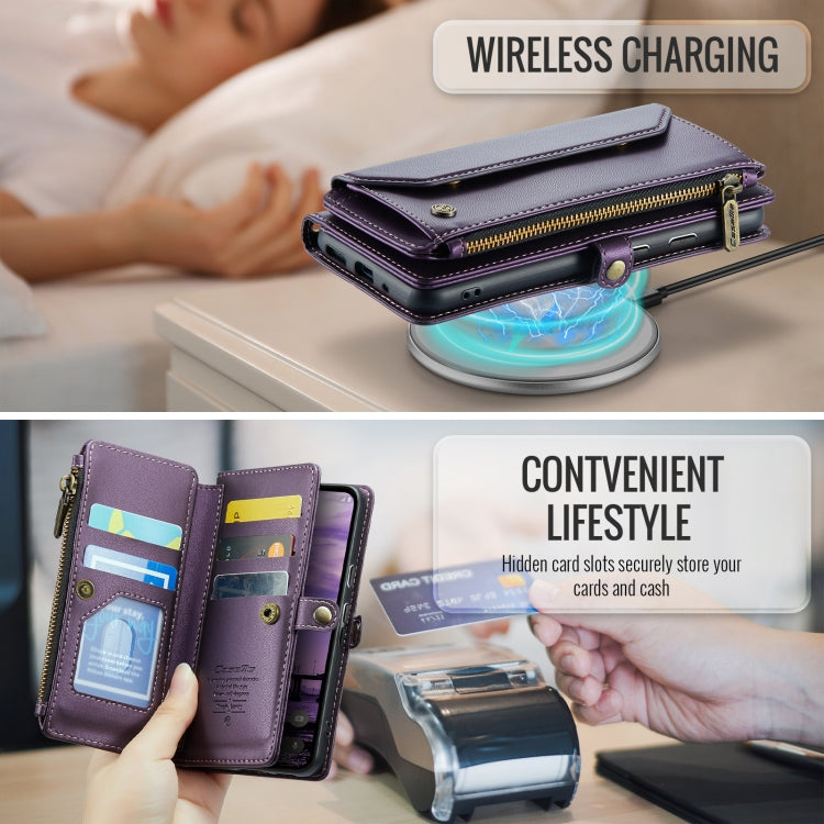 For Google Pixel 10 / 10 Pro / 9 CaseMe C36 Card Slots Zipper Wallet RFID Anti-theft Leather Phone Case(Purple) - Google Cases by CaseMe | Online Shopping UK | buy2fix