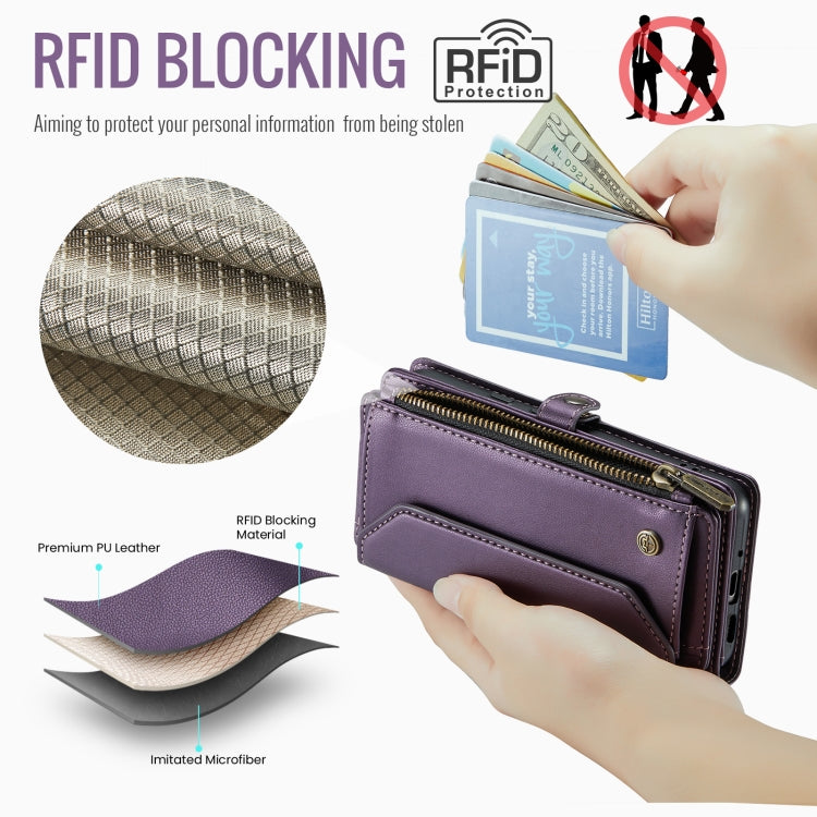 For Google Pixel 10 / 10 Pro / 9 CaseMe C36 Card Slots Zipper Wallet RFID Anti-theft Leather Phone Case(Purple) - Google Cases by CaseMe | Online Shopping UK | buy2fix