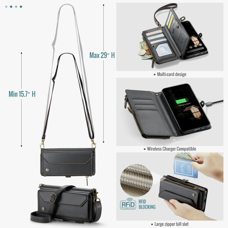 For Google Pixel 9a CaseMe C36 Card Slots Zipper Wallet RFID Anti-theft Leather Phone Case(Black) - Google Cases by CaseMe | Online Shopping UK | buy2fix