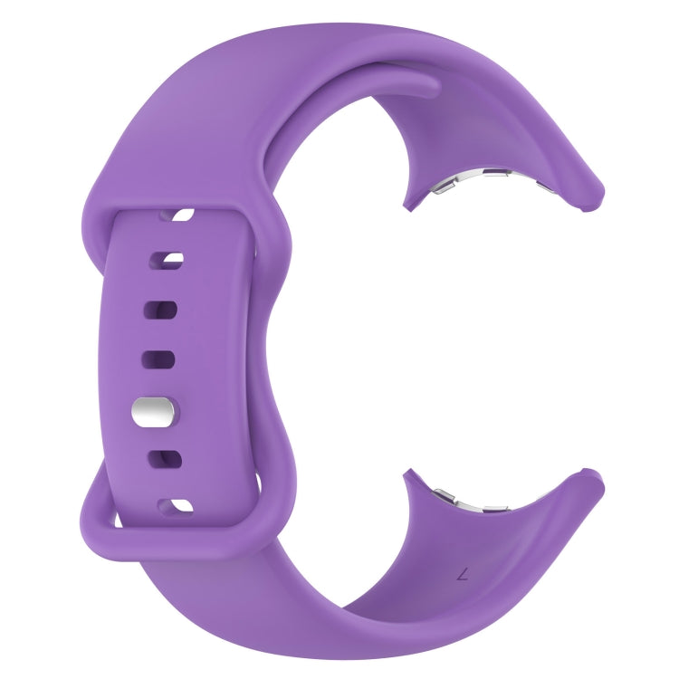 For Google Pixel Watch 3 41mm Solid Color Butterfly Buckle Silicone Watch Band, Size:L(Purple) - Watch Bands by buy2fix | Online Shopping UK | buy2fix