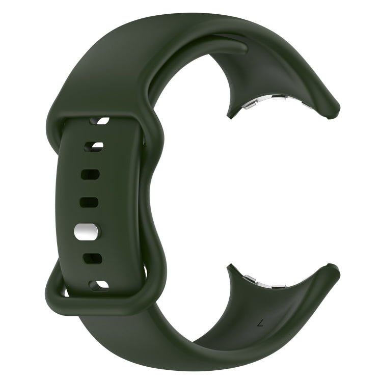 For Google Pixel Watch 3 41mm Solid Color Butterfly Buckle Silicone Watch Band, Size:L(Dark Green) - Watch Bands by buy2fix | Online Shopping UK | buy2fix