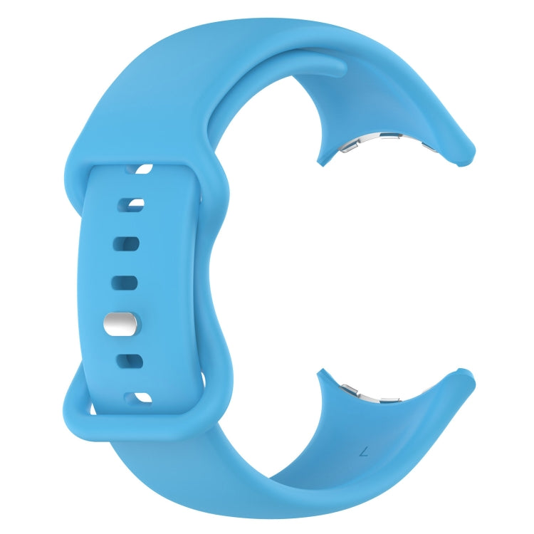 For Google Pixel Watch 3 41mm Solid Color Butterfly Buckle Silicone Watch Band, Size:L(Sky Blue) - Watch Bands by buy2fix | Online Shopping UK | buy2fix