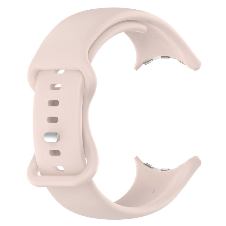 For Google Pixel Watch 3 41mm Solid Color Butterfly Buckle Silicone Watch Band, Size:L(Pink) - Watch Bands by buy2fix | Online Shopping UK | buy2fix