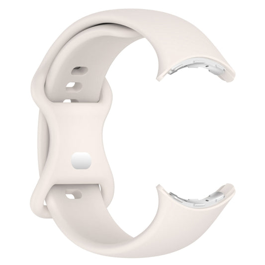 For Google Pixel Watch 3 41mm Solid Color Butterfly Buckle Silicone Watch Band, Size:L(Starlight) by buy2fix