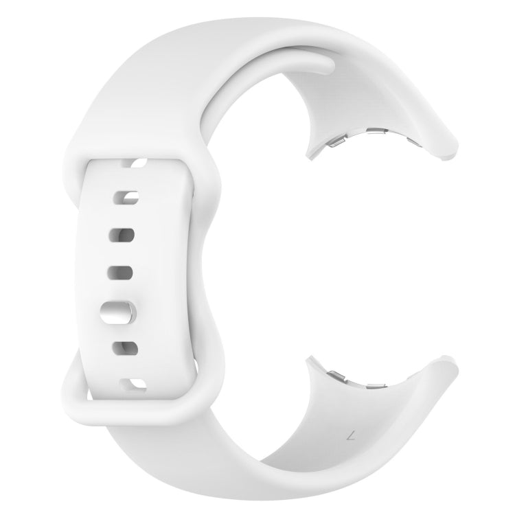 For Google Pixel Watch 3 41mm Solid Color Butterfly Buckle Silicone Watch Band, Size:L(White) - Watch Bands by buy2fix | Online Shopping UK | buy2fix