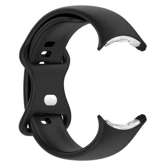 For Google Pixel Watch 3 45mm Solid Color Butterfly Buckle Silicone Watch Band, Size:L(Black) by buy2fix