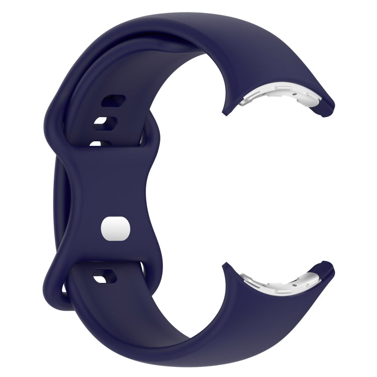 For Google Pixel Watch 3 45mm Solid Color Butterfly Buckle Silicone Watch Band, Size:L(Dark Blue) - Watch Bands by buy2fix | Online Shopping UK | buy2fix