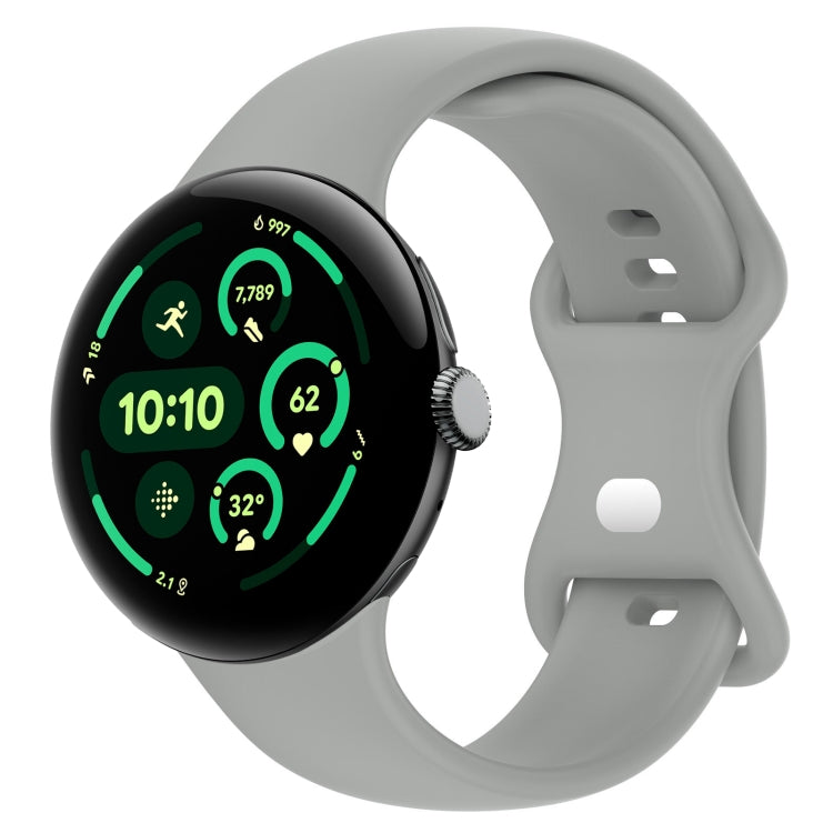 For Google Pixel Watch 3 45mm Solid Color Butterfly Buckle Silicone Watch Band, Size:L(Dark Gray) - Watch Bands by buy2fix | Online Shopping UK | buy2fix