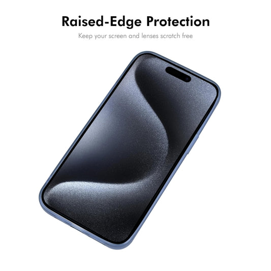 For iPhone 15 ENKAY Hat-Prince Translucent Matte TPU Phone Case with Lens Film + 9H Big Arc Edge Film(Blue) - iPhone 15 Cases by ENKAY | Online Shopping UK | buy2fix