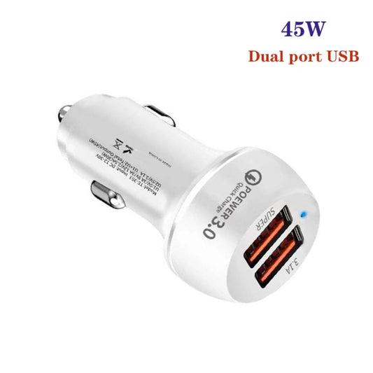 45W USB QC3.0 30W + USB 2.0 Fully Compatible Car Charger(White) by buy2fix