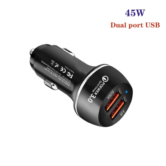 45W USB QC3.0 30W + USB 2.0 Fully Compatible Car Charger(Black) by buy2fix