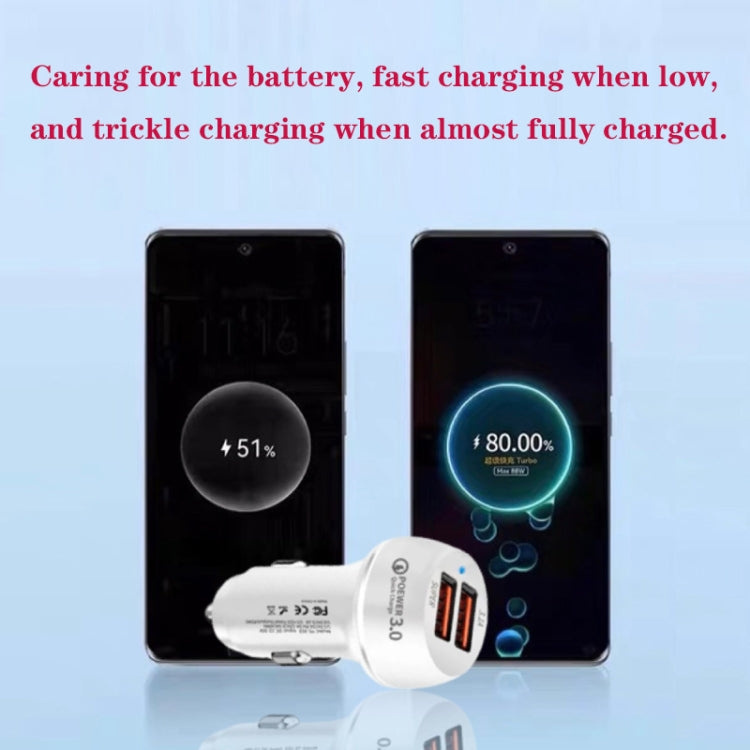 45W USB QC3.0 30W + USB 2.0 Fully Compatible Car Charger(White) by buy2fix