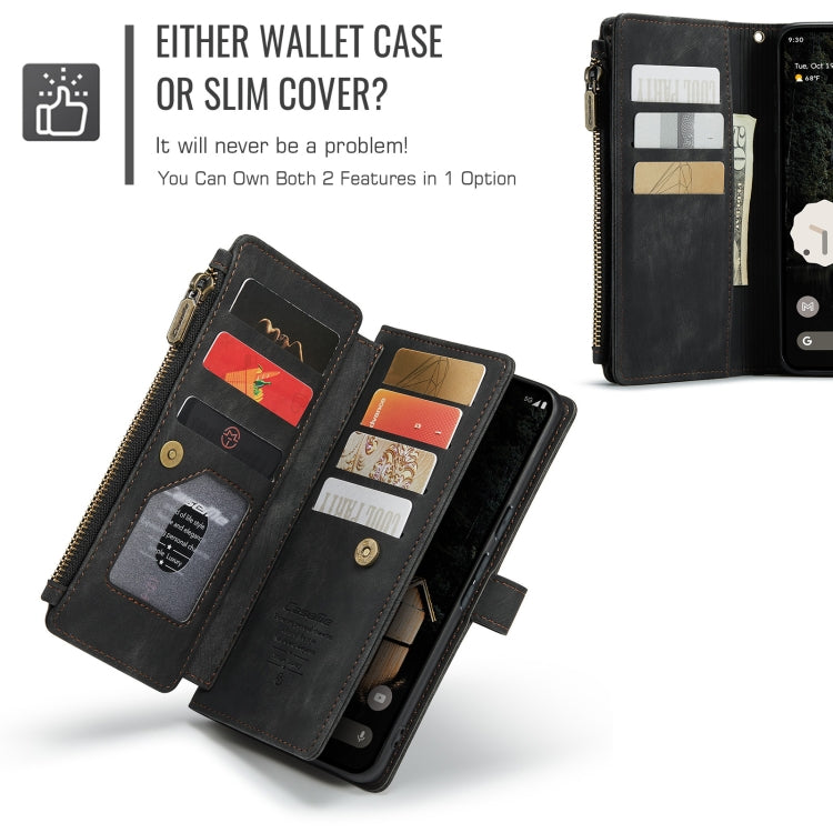 For Google Pixel 9 Pro XL / 10 Pro XL CaseMe C30 Card Slots Zipper Wallet Leather Phone Case(Black) - Google Cases by CaseMe | Online Shopping UK | buy2fix