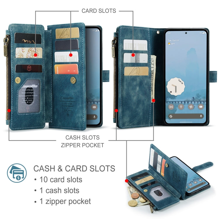 For Google Pixel 9 Pro XL / 10 Pro XL CaseMe C30 Card Slots Zipper Wallet Leather Phone Case(Blue) - Google Cases by CaseMe | Online Shopping UK | buy2fix