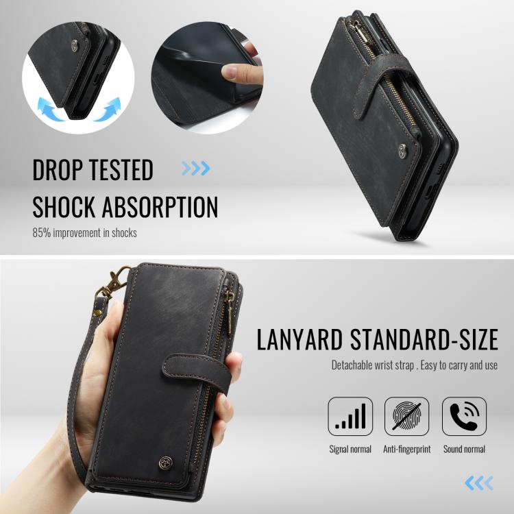 For Google Pixel 9a CaseMe C30 Card Slots Zipper Wallet Leather Phone Case(Black) - Google Cases by CaseMe | Online Shopping UK | buy2fix