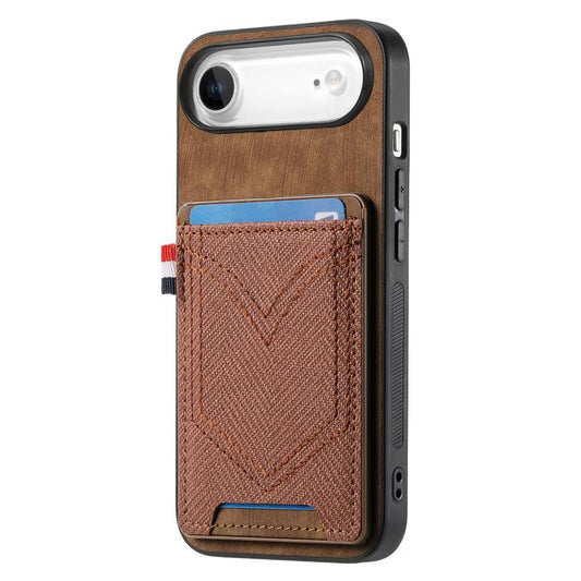 For iPhone Air Denim Texture Leather Skin Phone Case with Card Slot(Brown) - iPhone Air Cases by buy2fix | Online Shopping UK | buy2fix