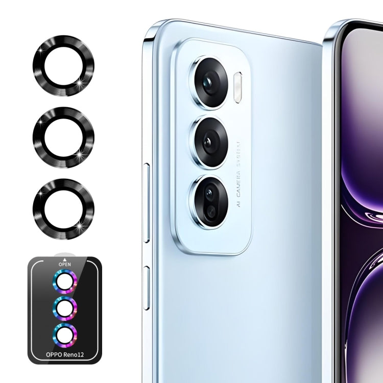 For OPPO Reno12 Global ENKAY Hat-Prince 9H Rear Camera Lens Aluminium Alloy Tempered Glass Film(Black) - OPPO Tempered Glass by ENKAY | Online Shopping UK | buy2fix