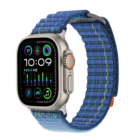 For Apple Watch Ultra 49mm Two Sections Nylon Hook and Loop Fastener Watch Band(Scuba Blue) by buy2fix