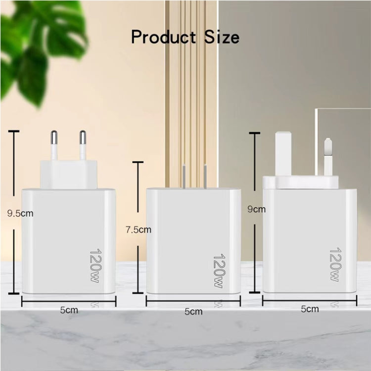 120W PD3.0 3 Type-C 2 USB Multi Port Quick Charger with Type-C to Type-C Cable, EU Plug(White) - USB Charger by buy2fix | Online Shopping UK | buy2fix