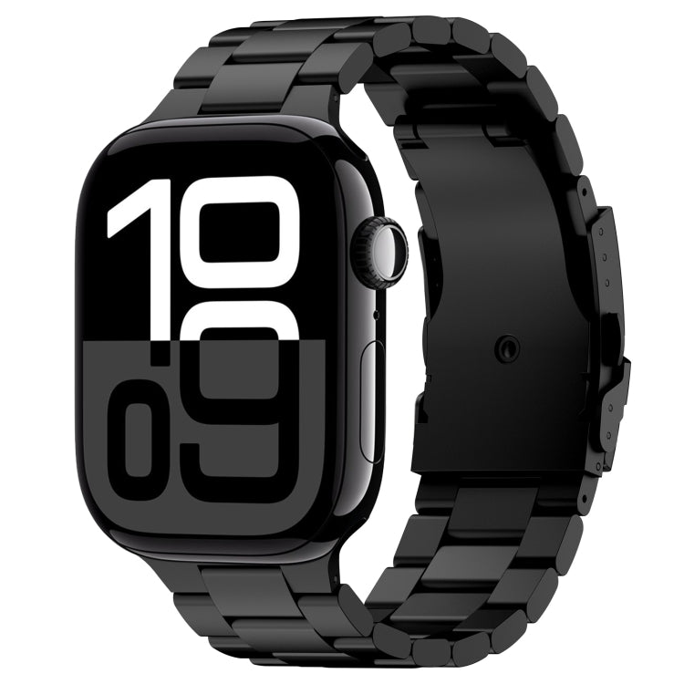 For Apple Watch Series 10 46mm Three Beads Titanium Alloy Metal Watch Band(Black) - Watch Bands by buy2fix | Online Shopping UK | buy2fix