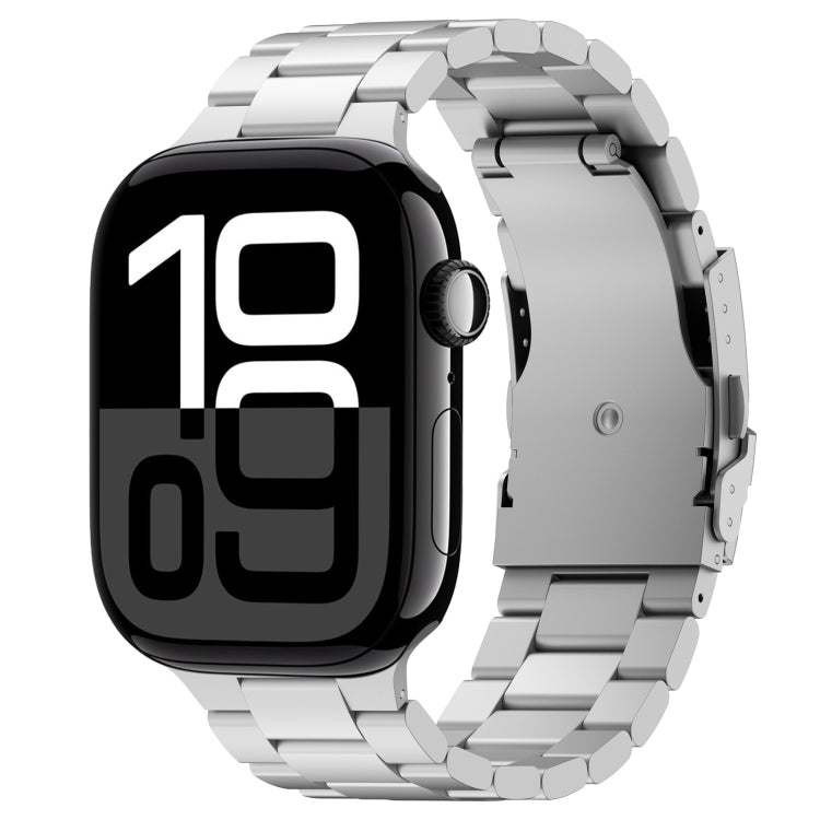 For Apple Watch Series 10 46mm Three Beads Titanium Alloy Metal Watch Band(Silver) - Watch Bands by buy2fix | Online Shopping UK | buy2fix