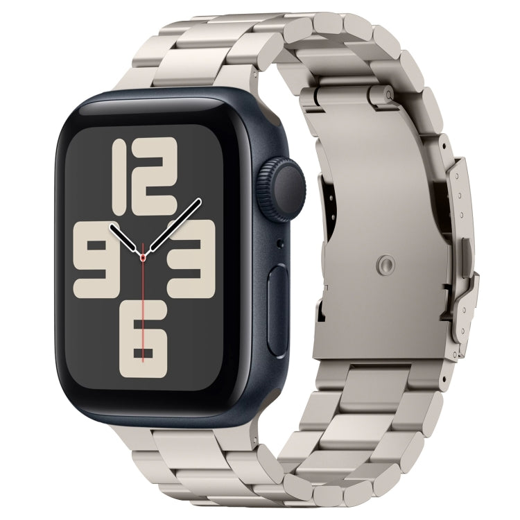 For Apple Watch SE 2023 44mm Three Beads Titanium Alloy Metal Watch Band(Titanium Color) - Watch Bands by buy2fix | Online Shopping UK | buy2fix