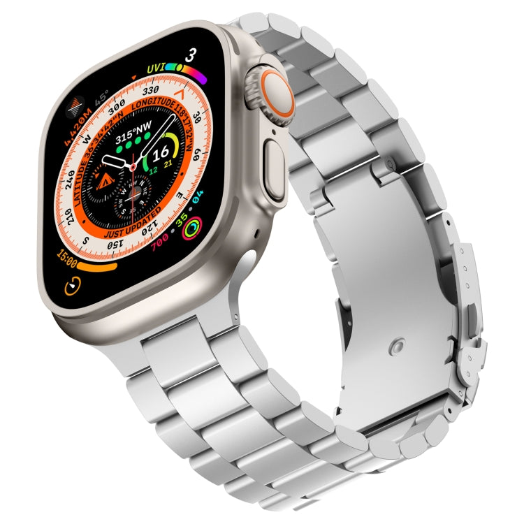 For Apple Watch Series 9 45mm Three Beads Titanium Alloy Metal Watch Band(Silver) - Watch Bands by buy2fix | Online Shopping UK | buy2fix