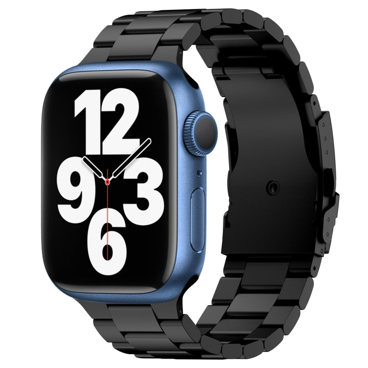 For Apple Watch Series 7 45mm Three Beads Titanium Alloy Metal Watch Band(Black) - Watch Bands by buy2fix | Online Shopping UK | buy2fix