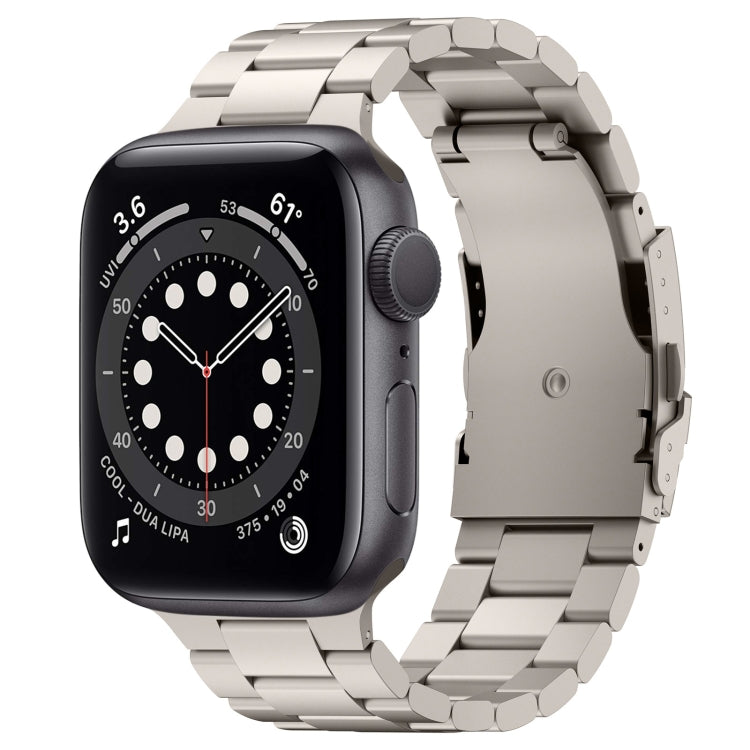 For Apple Watch Series 6 44mm Three Beads Titanium Alloy Metal Watch Band(Titanium Color) - Watch Bands by buy2fix | Online Shopping UK | buy2fix