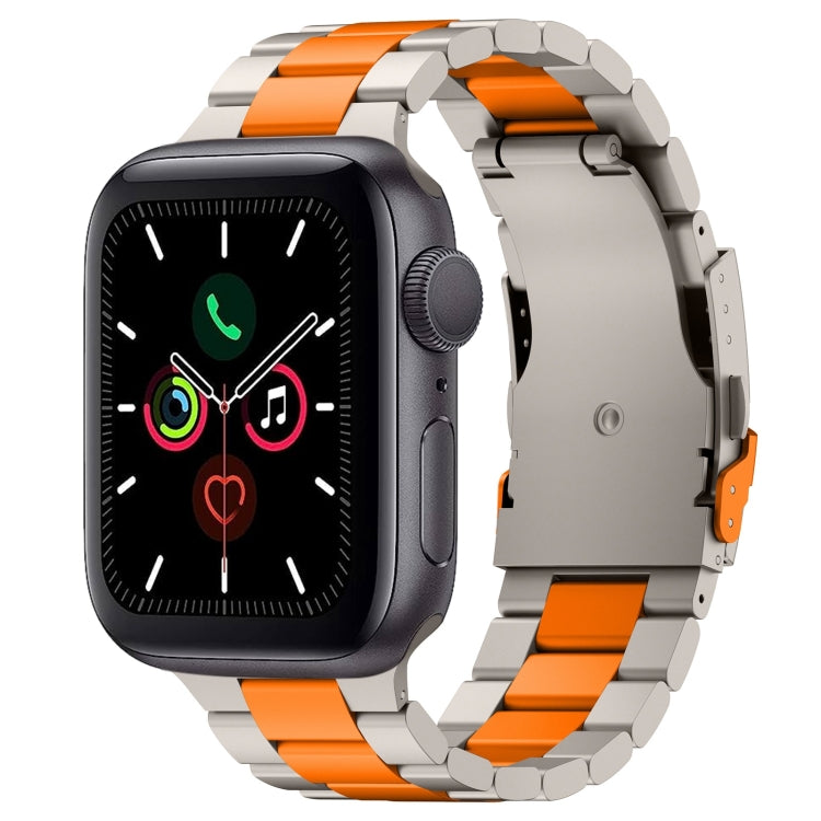 For Apple Watch Series 5 44mm Three Beads Titanium Alloy Metal Watch Band(Titanium Orange) - Watch Bands by buy2fix | Online Shopping UK | buy2fix
