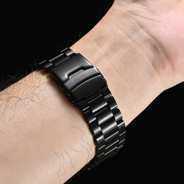 For Apple Watch Series 6 40mm Three Beads Titanium Alloy Metal Watch Band(Black) - Watch Bands by buy2fix | Online Shopping UK | buy2fix