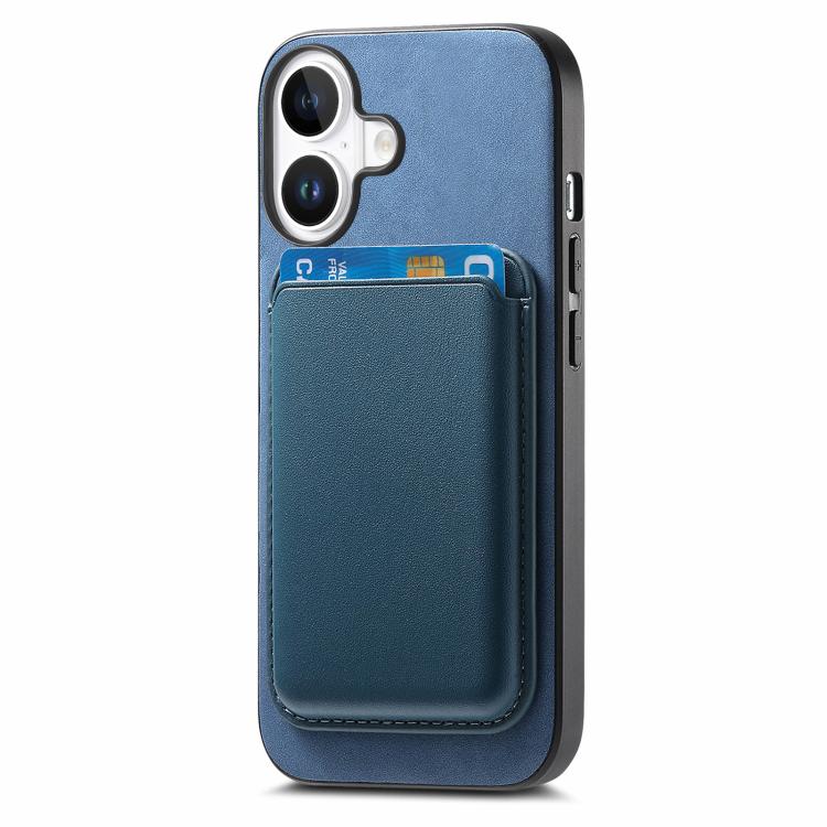 For iPhone 17 Retro Magsafe Card Bag PU Back Cover Phone Case(Blue) - iPhone 17 Cases by buy2fix | Online Shopping UK | buy2fix
