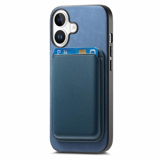For iPhone 17 Retro Magsafe Card Bag PU Back Cover Phone Case(Blue) - iPhone 17 Cases by buy2fix | Online Shopping UK | buy2fix
