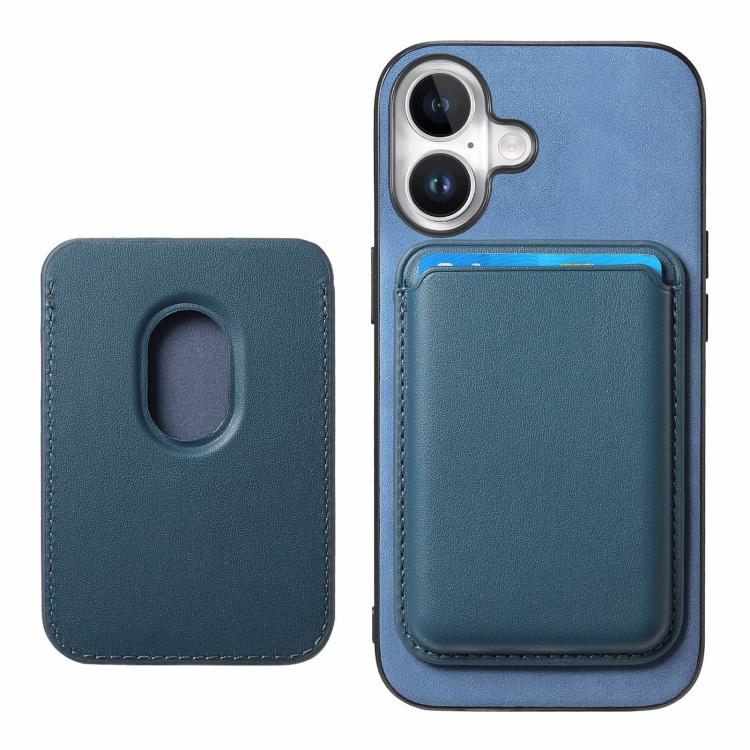 For iPhone 17 Retro Magsafe Card Bag PU Back Cover Phone Case(Blue) - iPhone 17 Cases by buy2fix | Online Shopping UK | buy2fix
